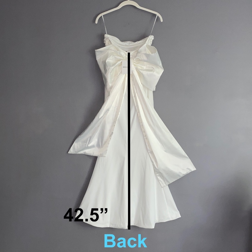 DRESS DECODE Strapless Mermaid Flare Wedding Dress Huge Back Bow Small - Picture 15 of 16